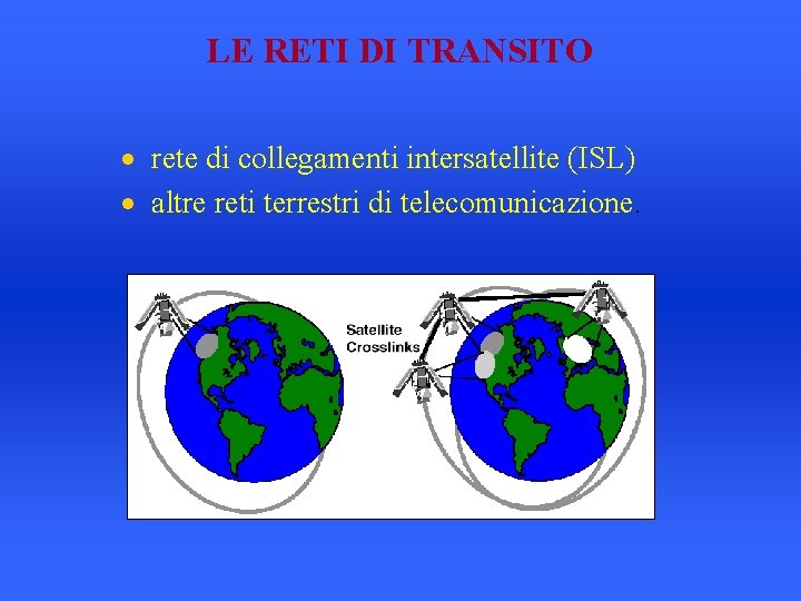 LE RETI DI TRANSITO · rete di collegamenti intersatellite (ISL) · altre reti terrestri
