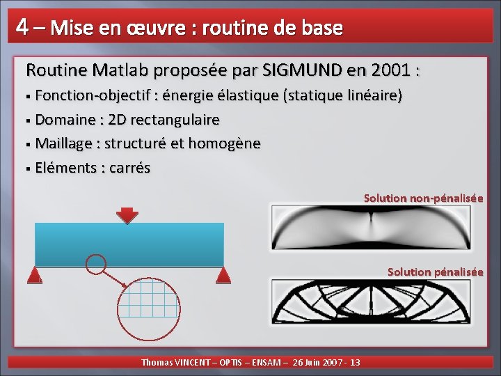  4 – Mise en œuvre : routine de base Routine Matlab proposée par