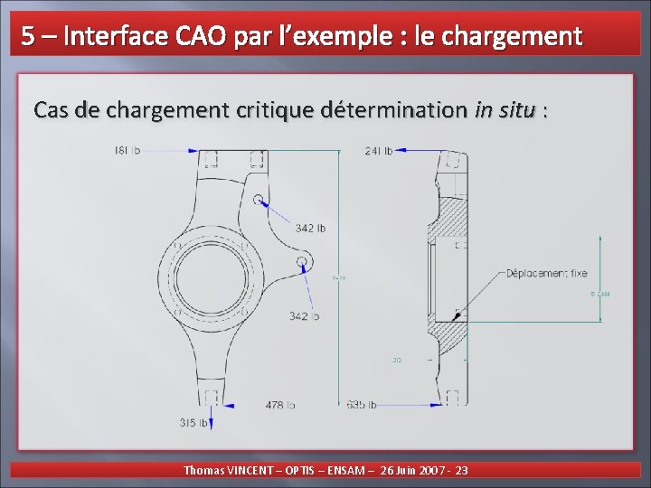  5 – Interface CAO par l’exemple : le chargement Cas de chargement critique