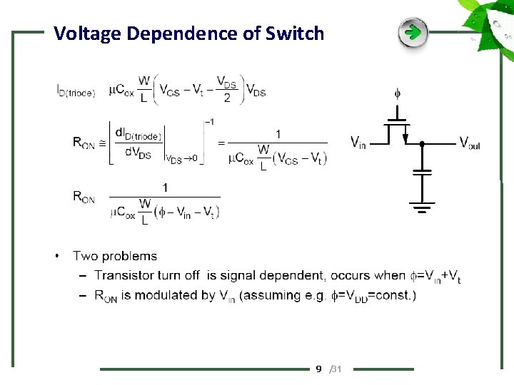 Voltage Dependence of Switch 9 /31 