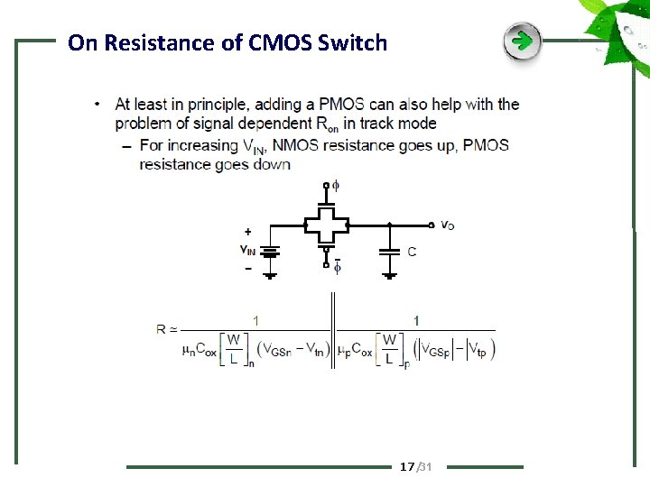 On Resistance of CMOS Switch 17 /31 