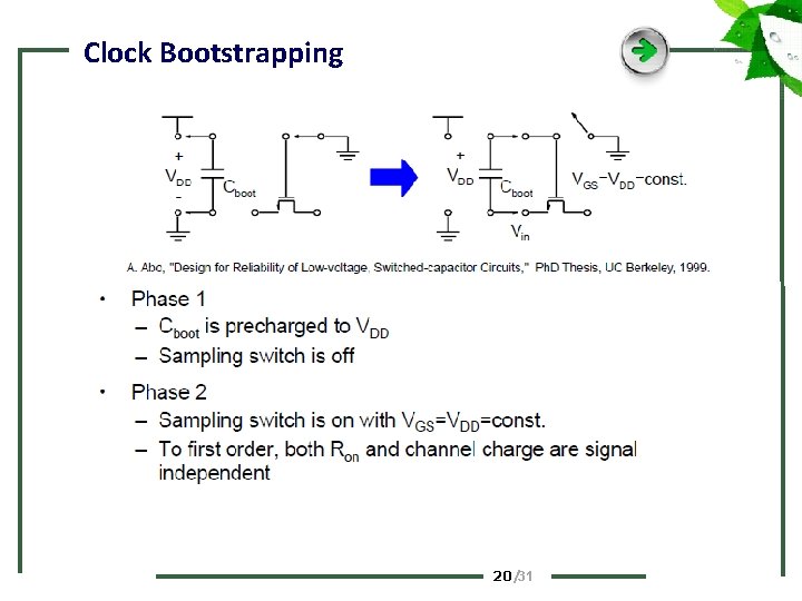 Clock Bootstrapping 20 /31 