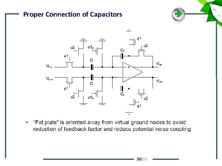 Proper Connection of Capacitors 30 /31 