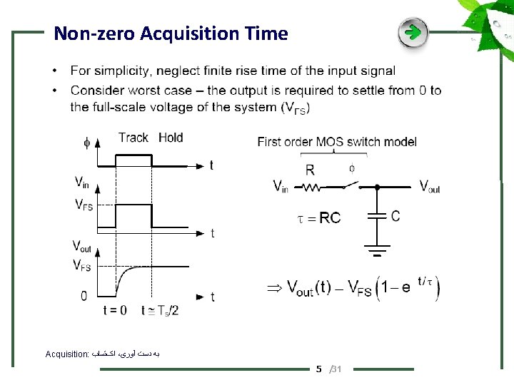 Non-zero Acquisition Time Acquisition: ﺍکﺘﺴﺎﺏ ، ﺑﻪ ﺩﺳﺖ آﻮﺭی 5 /31 