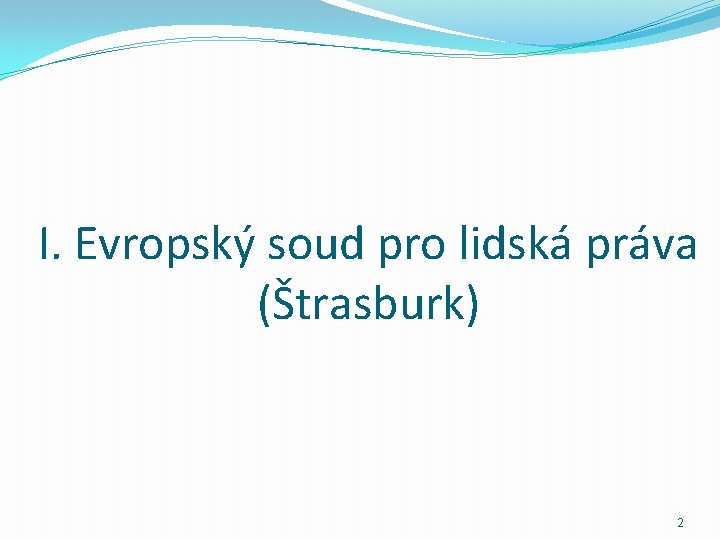 I. Evropský soud pro lidská práva (Štrasburk) 2 