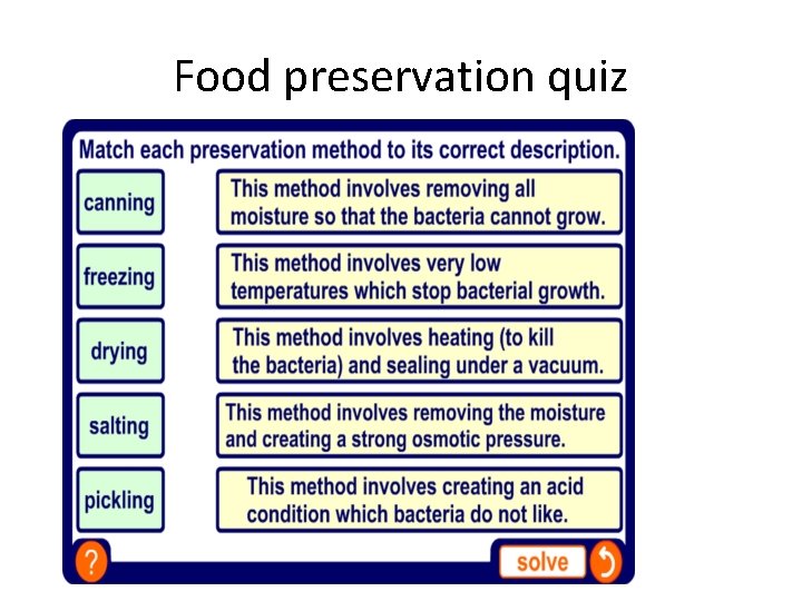 Food preservation quiz 