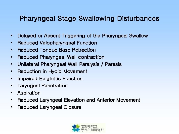 Pharyngeal Stage Swallowing Disturbances • • • Delayed or Absent Triggering of the Pharyngeal