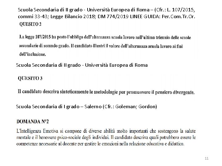Scuola Secondaria di II grado - Università Europea di Roma – (Cfr. : L.