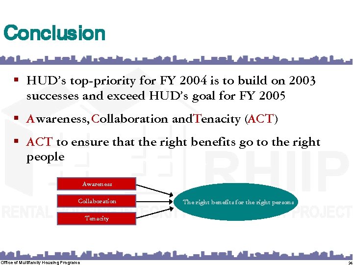Conclusion § HUD’s top-priority for FY 2004 is to build on 2003 successes and