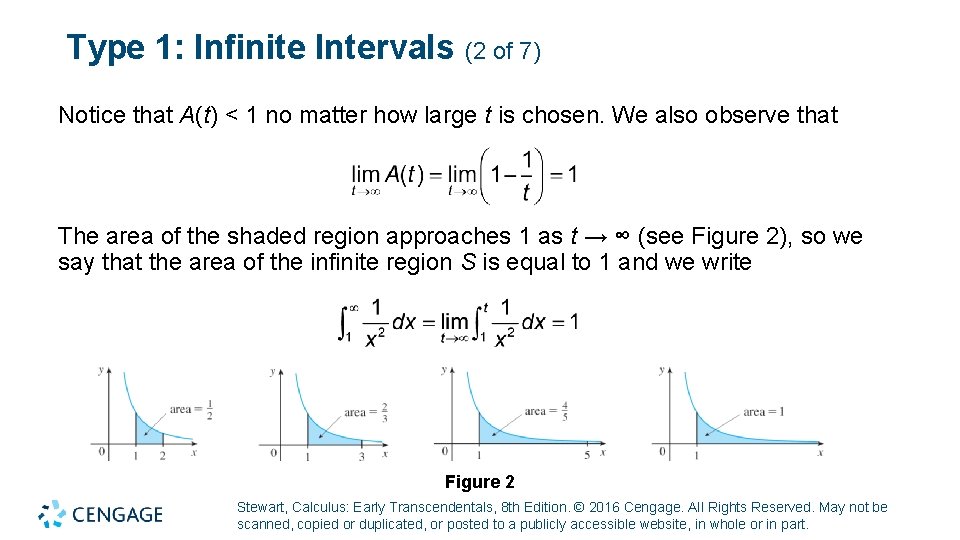 Type 1: Infinite Intervals (2 of 7) Notice that A(t) < 1 no matter