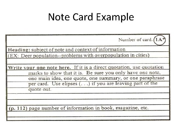 Note Card Example Note Card Example