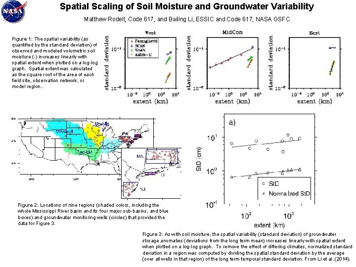 Spatial Scaling of Soil Moisture and Groundwater Variability Matthew Rodell, Code 617, and Bailing