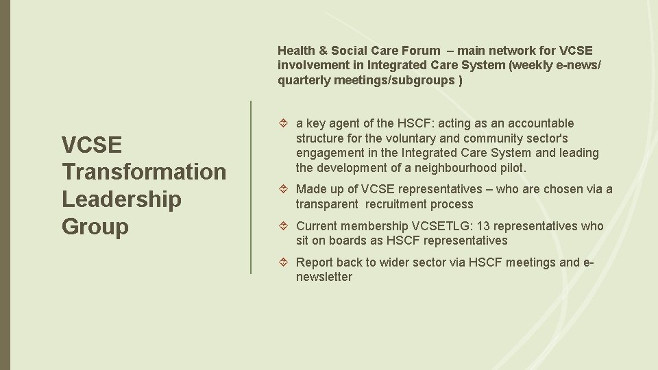Vcsfe The Voluntary Sector in the Integrated Care System