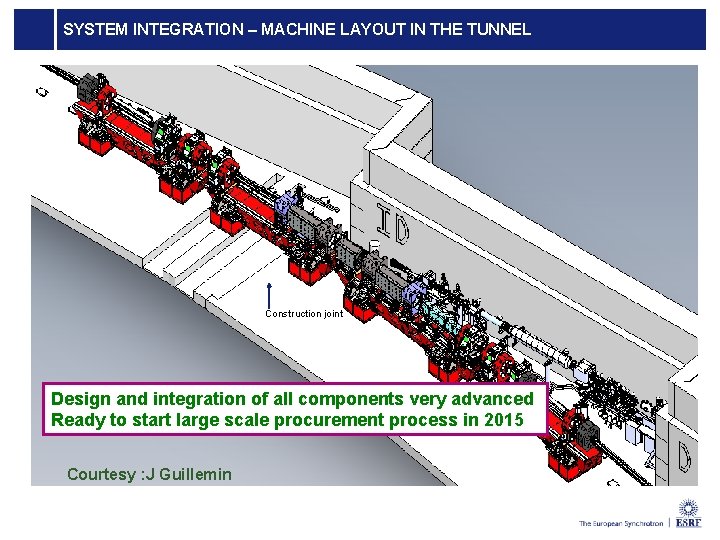 SYSTEM INTEGRATION – MACHINE LAYOUT IN THE TUNNEL Construction joint Design and integration of SYSTEM INTEGRATION – MACHINE LAYOUT IN THE TUNNEL Construction joint Design and integration of