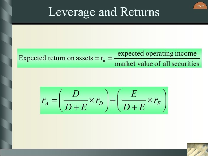 Leverage and Returns 17 -13 