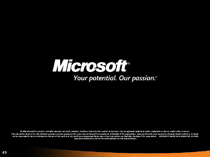 © 2008 Microsoft Corporation. All rights reserved. Microsoft, Windows Vista and other product names