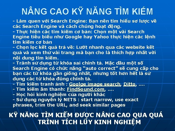 N NG CAO KỸ NĂNG TÌM KIẾM - Làm quen với Search Engine: Bạn