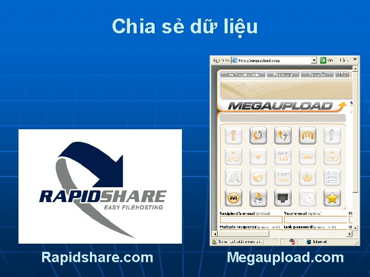 Chia sẻ dữ liệu Rapidshare. com Megaupload. com 