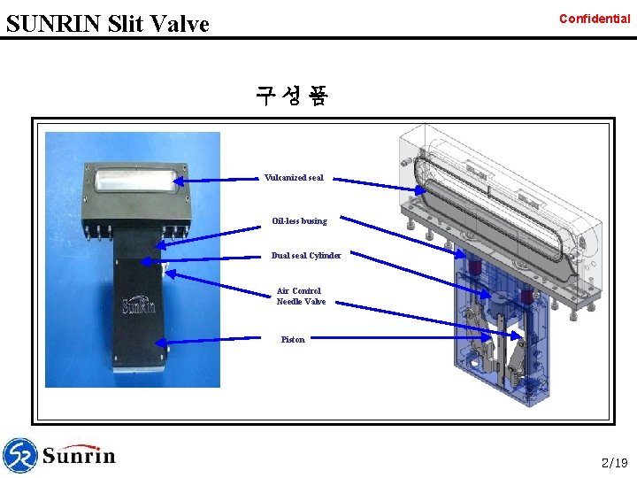 SUNRIN Slit Valve Confidential 구성품 Vulcanized seal Oil-less busing Dual seal Cylinder Air Control
