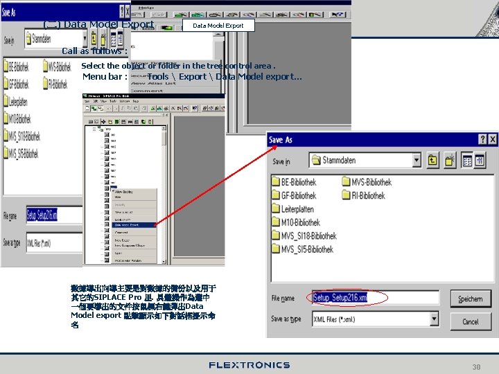 (二) Data Model Export Call as follows : Select the object or folder in