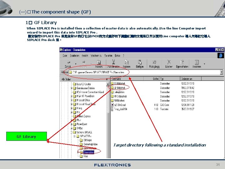 (一)� The component shape (GF) 1� GF Library When SIPLACE Pro is installed then