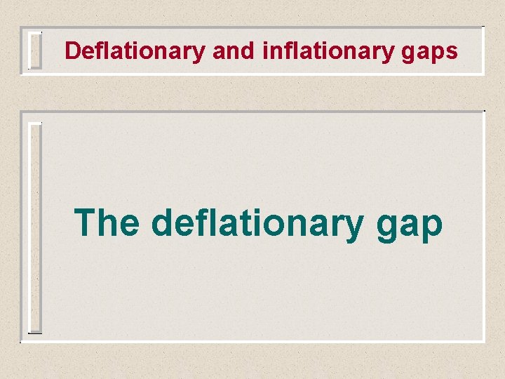 Deflationary and inflationary gaps The deflationary gap 