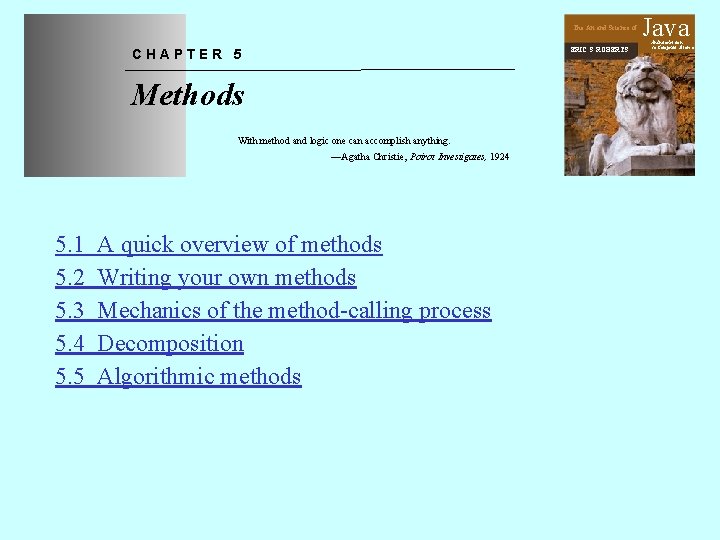 The Art and Science of ERIC S. ROBERTS CHAPTER 5 Methods With method and