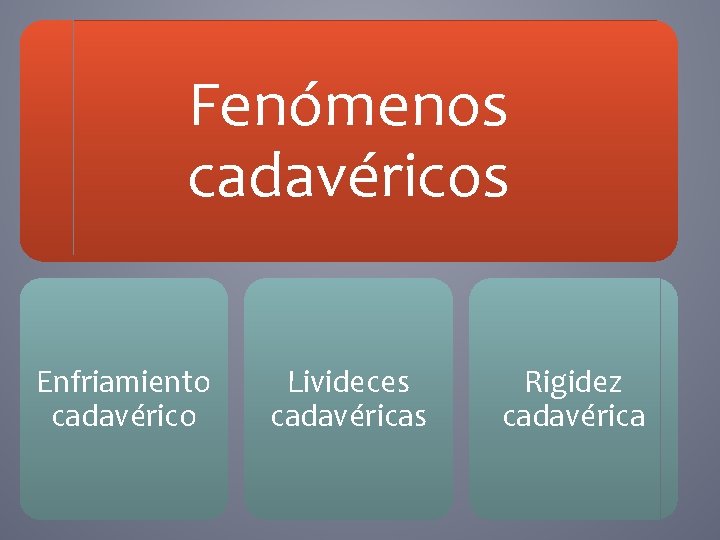 Fenómenos cadavéricos Enfriamiento cadavérico Livideces cadavéricas Rigidez cadavérica 