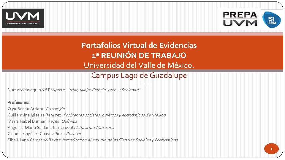 Portafolios Virtual de Evidencias 1ª REUNIÓN DE TRABAJO Universidad del Valle de México. Campus