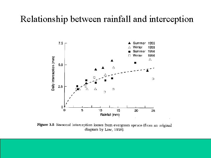 Relationship between rainfall and interception 
