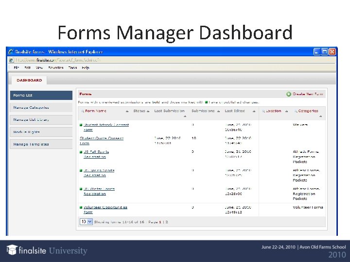 Forms Manager Dashboard 