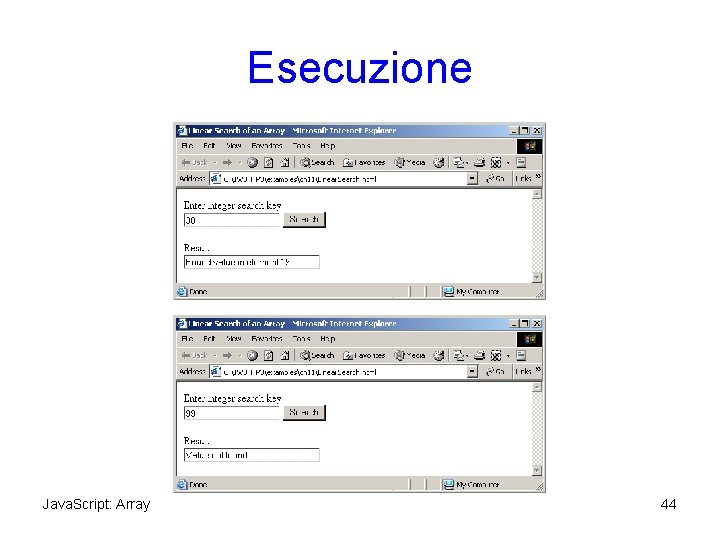 Esecuzione Java. Script: Array 44 