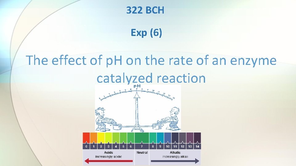 322 BCH Exp (6) The effect of p. H on the rate of an