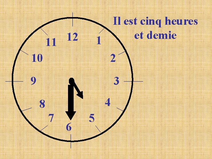 Il est cinq heures et demie 1 12 11 10 2 9 3 4 Il est cinq heures et demie 1 12 11 10 2 9 3 4