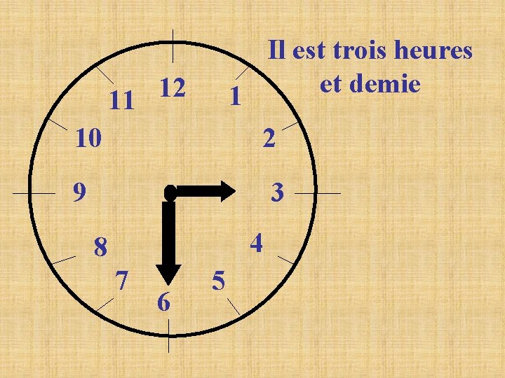 Il est trois heures et demie 1 12 11 10 2 9 3 4 Il est trois heures et demie 1 12 11 10 2 9 3 4