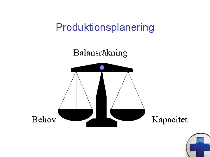 Produktionsplanering Balansräkning Behov Kapacitet 