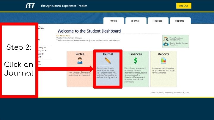 Step 2: Click on Journal 