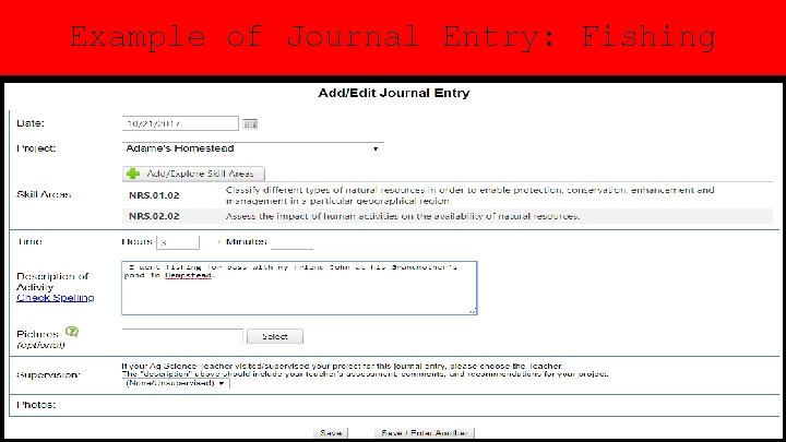 Example of Journal Entry: Fishing 