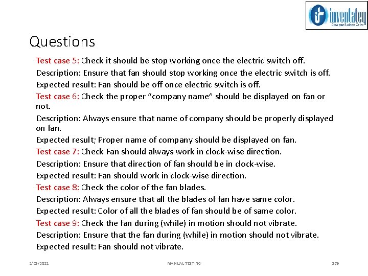 Questions Test case 5: Check it should be stop working once the electric switch