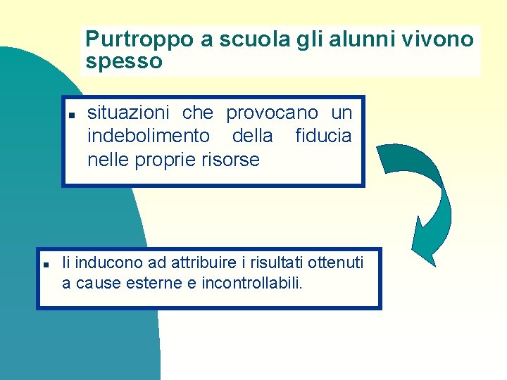 Purtroppo a scuola gli alunni vivono spesso n n situazioni che provocano un indebolimento Purtroppo a scuola gli alunni vivono spesso n n situazioni che provocano un indebolimento