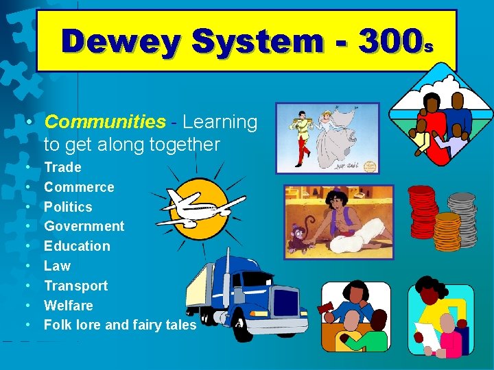 Dewey System - 300 s • Communities - Learning to get along together •