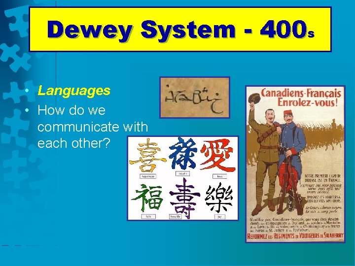 Dewey System - 400 s • Languages • How do we communicate with each