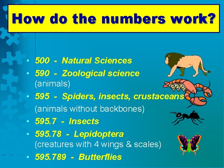 How do the numbers work? • 500 - Natural Sciences • 590 - Zoological