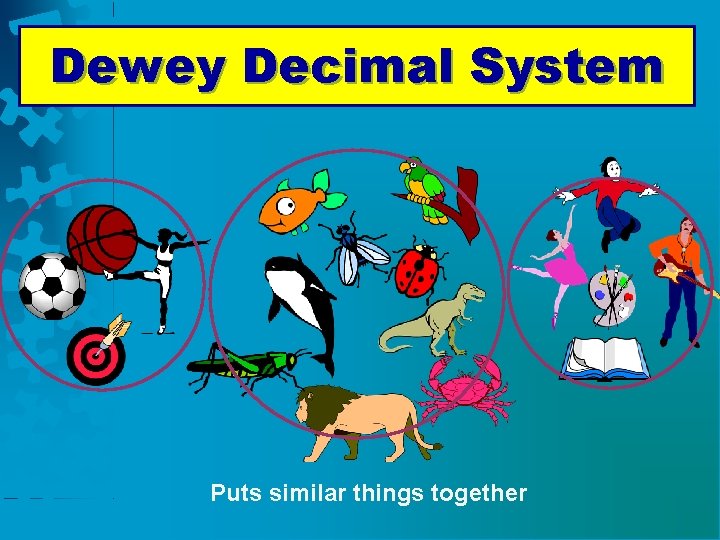 Dewey Decimal System Puts similar things together 