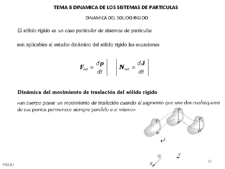 TEMA 8 DINAMICA DE LOS SISTEMAS DE PARTICULAS DINAMICA DEL SOLIDO RIGIDO FISICA I