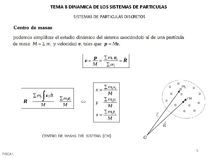 TEMA 8 DINAMICA DE LOS SISTEMAS DE PARTICULAS DISCRETOS FISICA I 5 