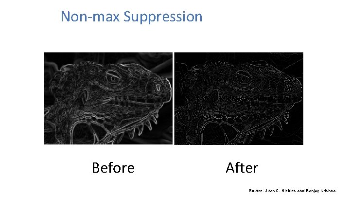 Non-max Suppression Before After Source: Juan C. Niebles and Ranjay Krishna. 