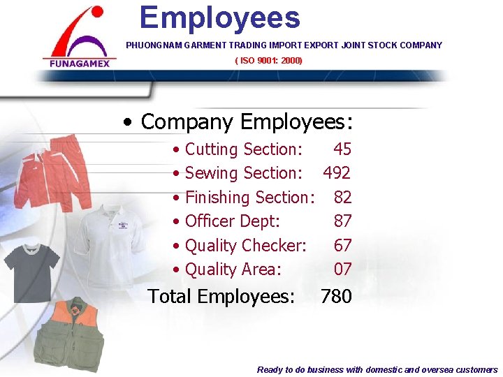 Employees PHUONGNAM GARMENT TRADING IMPORT EXPORT JOINT STOCK COMPANY ( ISO 9001: COMPANY 2000)