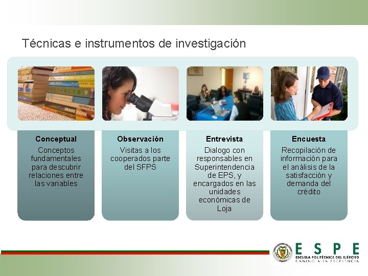 Técnicas e instrumentos de investigación Conceptual Conceptos fundamentales para descubrir relaciones entre las variables Técnicas e instrumentos de investigación Conceptual Conceptos fundamentales para descubrir relaciones entre las variables
