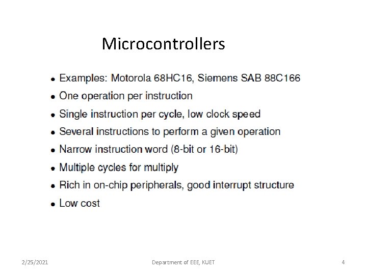 Microcontrollers 2/25/2021 Department of EEE, KUET 4 